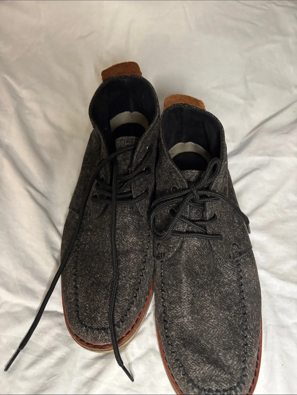 TOMS Men’s M9 Charcoal Woven Moc Toe Chukka Lace Up Shoes